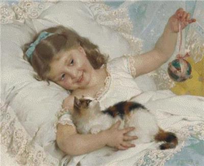 (image for) A Girl Playing With a Kitten